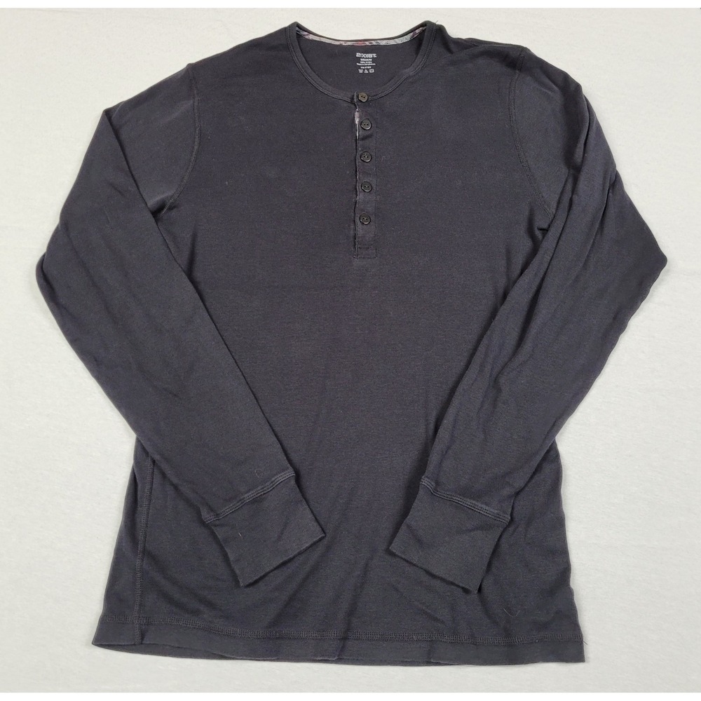 Men's 2(X)IST Long Sleeve Henley Black Shirt Size Medium